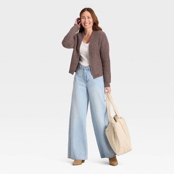 Universal Thread - Women's Cozy Cardigan - Universal Thread Brown XS Brown - Picture 3 of 4